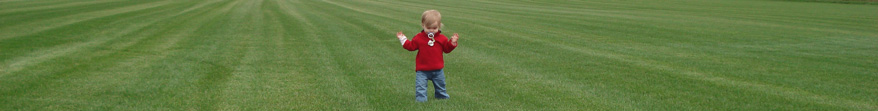 july-2007-banner Toddler walking in a turfgrass growing field